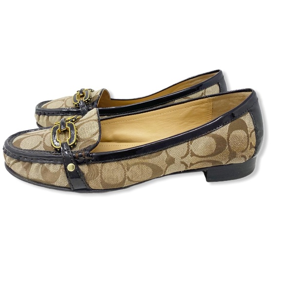 Coach Loafers CC Logo Monogram Jacquard Tan 9.5 - Picture 6 of 15